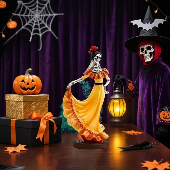 Realistic Day of The Dead Skeletons Statue Resin Figurines Halloween Decorations - Picture 5 of 7